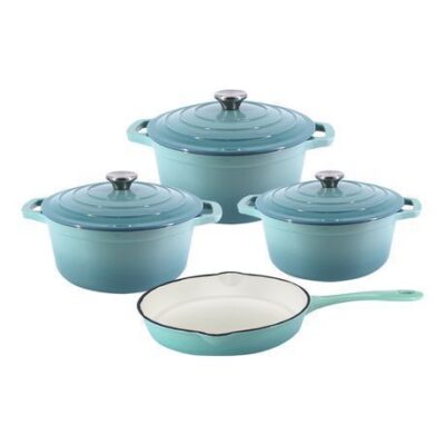 7 Piece Authentic Cast Iron Dutch Oven Cookware Pot Set