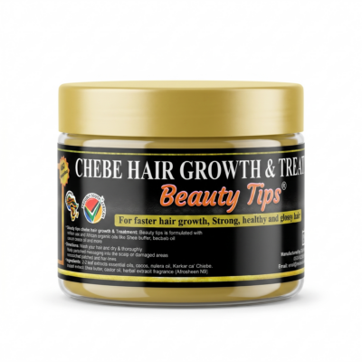 Chebe Hair Growth & Treatment 125g deeply nourishes hair and scalp, strengthens strands, reduces breakage, and promotes healthy hair growth and length retention.