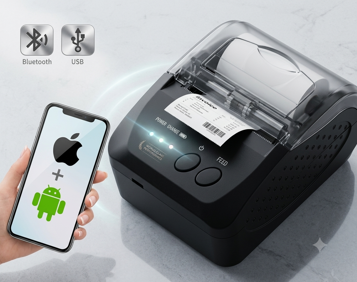 Portable USB & Bluetooth Thermal Receipt Printer
